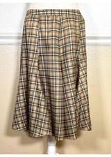 Betsey Johnson Tan and Black Midi Flare Skirt Vintage 90s
