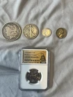 Silver Coin Starter Lot -Morgan, Walking Liberty  War Nickel Silver Dime NGC 25c