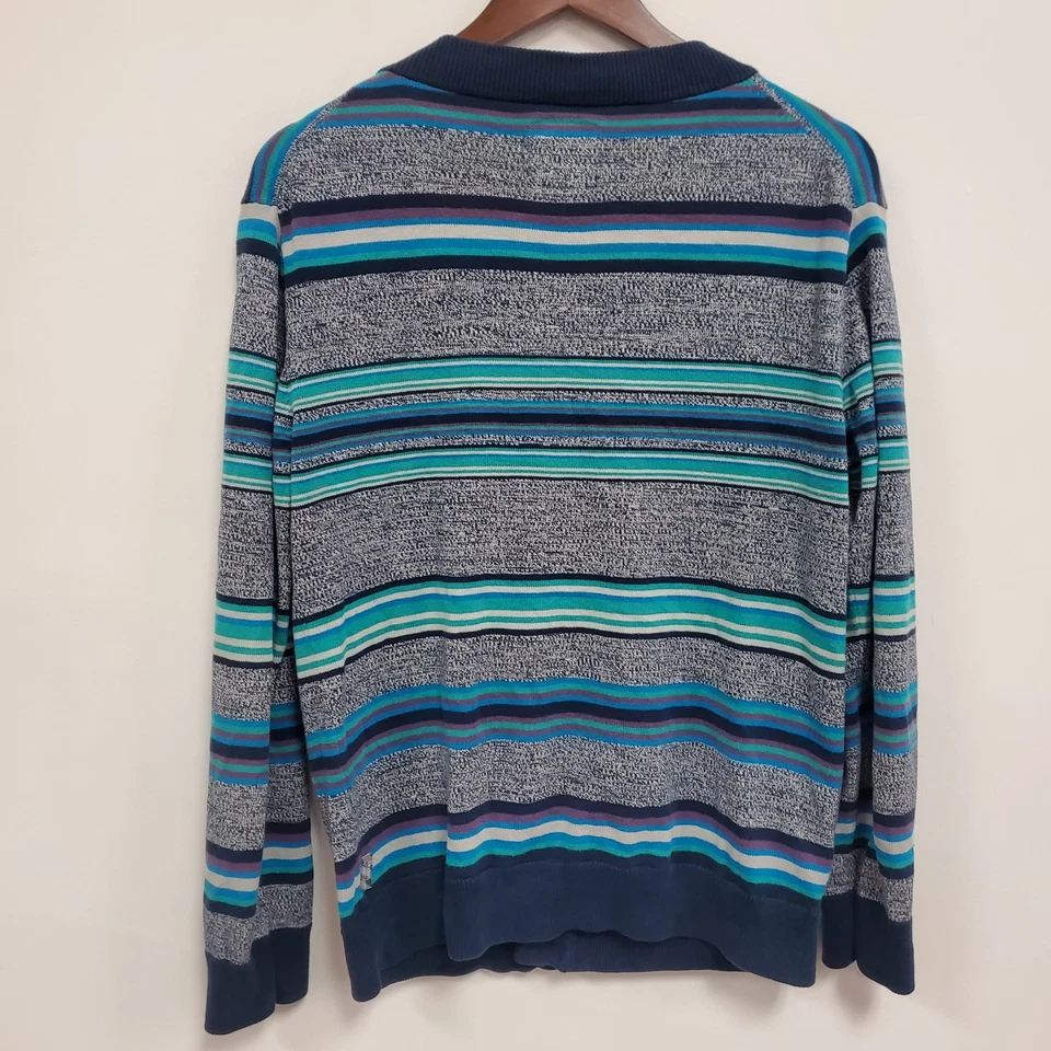 Cárdigan moderno de diversión para hombre Preppy náutico a rayas con botones talla S azul Foto 2 de 4