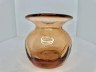 HTF Vintage Blenko Glass 849s Optic Vase In Cased Apricot W/label 1 Yr Only
