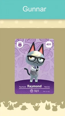 MARKENLOS Animal Crossing Amiibo Nfc Karte weiß #431 Gunnar / Raymond
