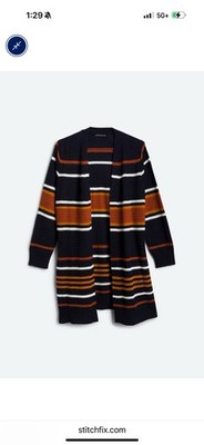 Stitch Fix Love Ellie Ayda Textured Cardigan Sweater XXL 2X Blue Orange Striped
