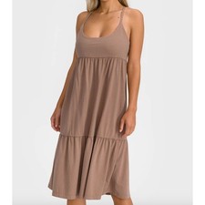 Gap Women's Cross Back Strappy Tiered Maxi Dress Sleeveless Solid Brown Size XL