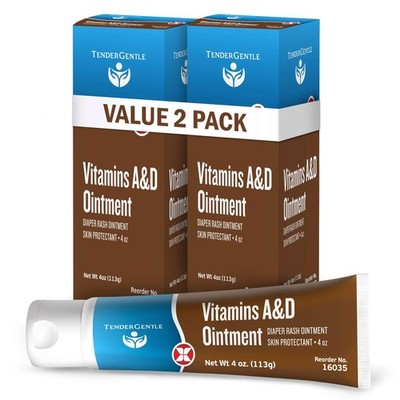 Vitamin A&D Ointment for Baby Diaper Rashes - 4 oz Tube, 2 Pack - A and D Oin...