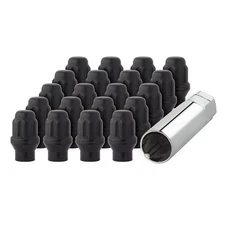 20 Black 14x1.5 Closed End Duplex ET Spline Lug Nuts for Aftermarket Wheels