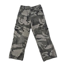 Wrangler Boys Camo Cargo Pant 8 Regular Relaxed Fit Grey Blue Adjustable 9CGBW70
