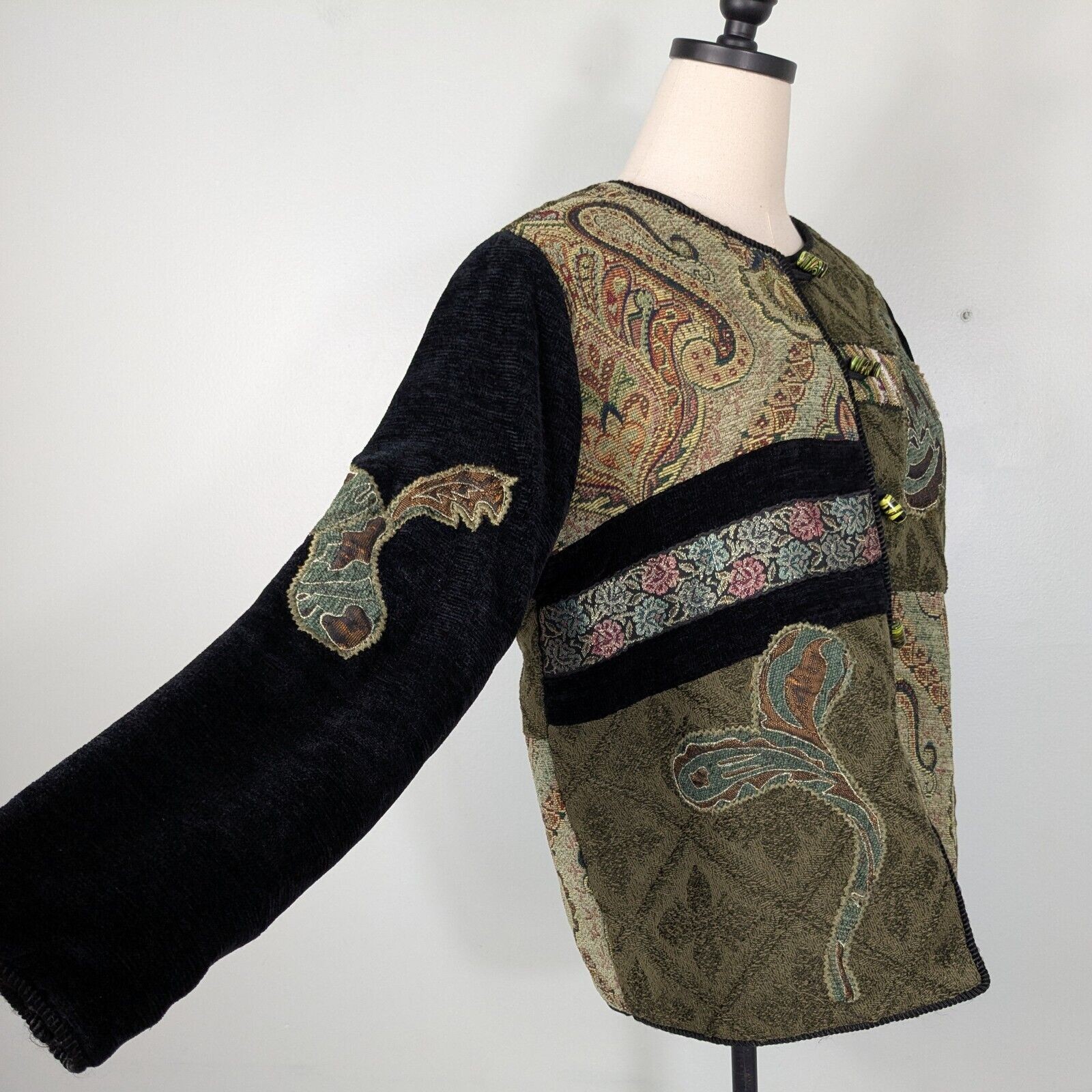 Patchwork Tapestry Jacket S Vintage Whimsigoth 90… - image 2
