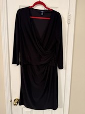 Chaps Women’s Xl Black V Neck Long Sleeve Knee Length Dress