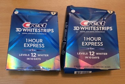 Crest 3D Whitestrips Levels 12 whiter in 10 Days 1-Hour Express At-home Teeth 20
