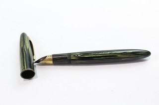 Vintage Sheaffer Balance Lifetime Fountain Pen Writing Green Stripe 14ct Nib