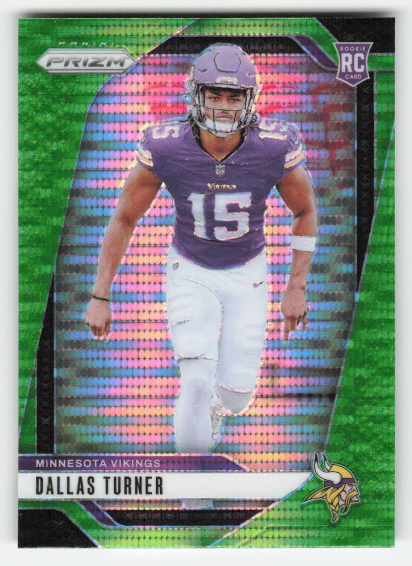 Dallas Turner 2024 Panini Prizm Neon Green Pulsar RC #324