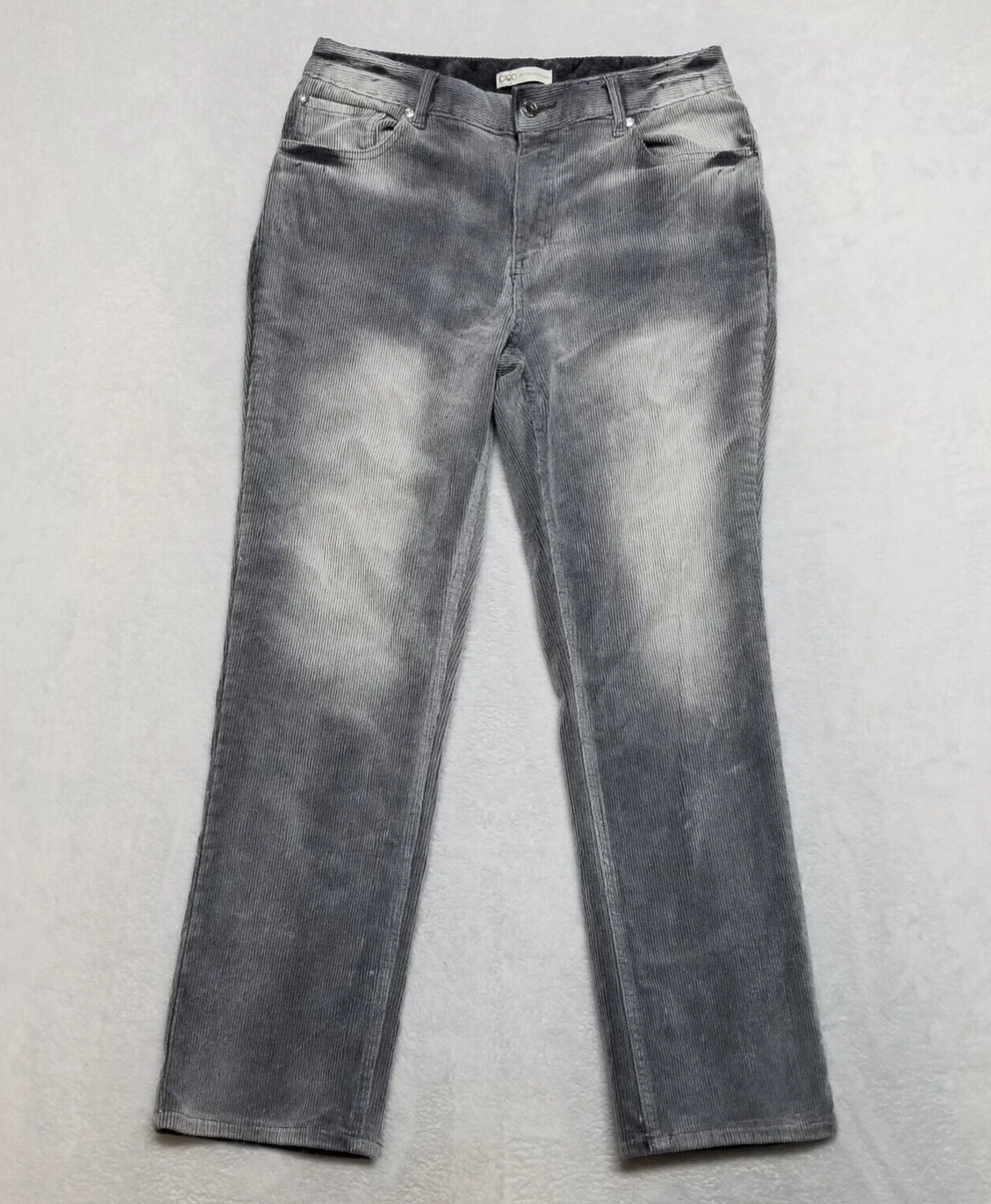 Cato Corduroy Pants Women 6 Straight 5 Pocket Faded Gray