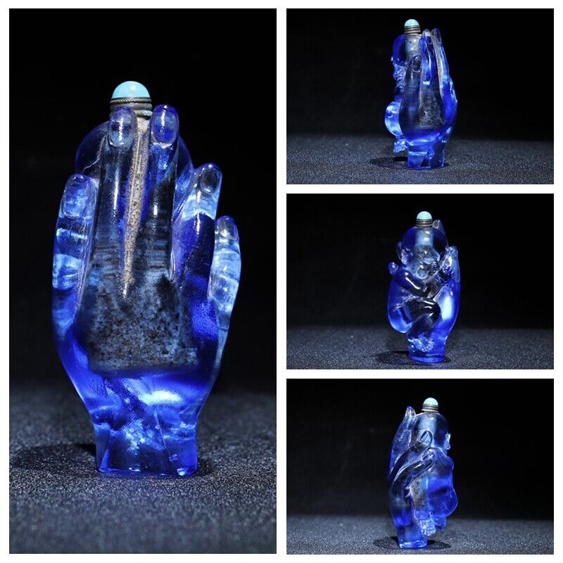 Beijing chinese snuff bottle carved glass statue antique carving