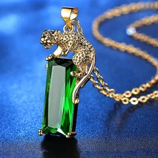 Women's Necklace Cubic Z Pendant 18k Gold Plated Stainless Steel Chain Jewelry