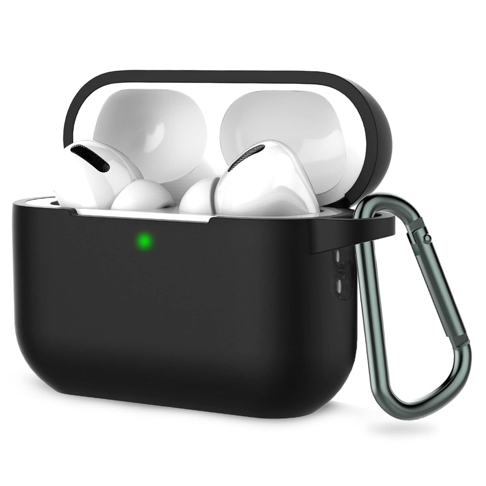 Funda Carcasa AirPods Pro 2da Generación, Silicona Suave Antigolpes con Llavero - Negra
