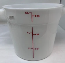1 - NEW Cambro RFS6148 White Poly Round 6 Qt Storage Container