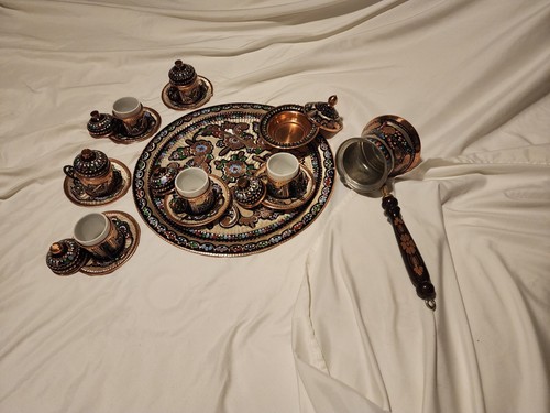 Turkish Coffee Set, Handmade Turkish Copper Coffee Set, Espresso Cup, Set of 6 - Picture 12 of 14