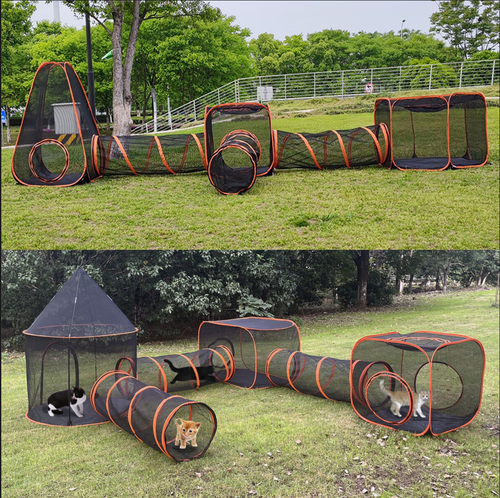 Outdoor 6 In 1 Pet Cat Playpen Play Tent Tunnel Cube Compound House Enclosures - Picture 1 of 37