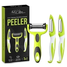 Potato Peelers, 3 in 1 and Rotatable Stainless Steel Peelers Durable (3PCS)