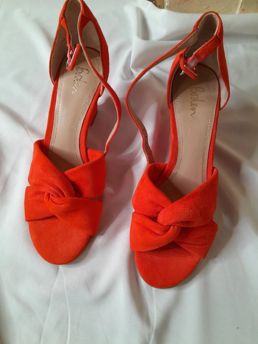 Brand New Summer Orange Leather Boden Wedges Shoes Size 4