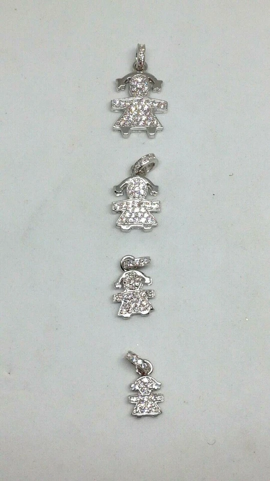 COLLANA CIONDOLO BEBE' BIMBA ARGENTO 925/1000 RODIATO ZIRCONI BIANCHI EXPLOIT - Immagine 3 di 4