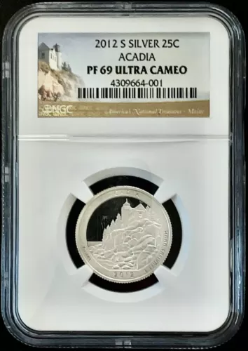 2012 S Silver Proof  ACADIA  Quarter 25c - NGC PF 69 Ultra Cameo