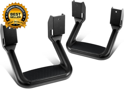 SSTEP-BK Pair Black Aluminum Side Hoop Steps Compatible with Most Pickups and Su