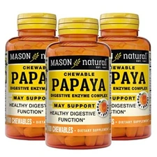 PACK 3 X 100 = 300 CHEWABLE TABLETS PAPAYA DIGESTIVE ENZYME  Aid 5 MONTHS