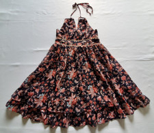 Express Dress Women's XS Petite Black Floral Tiered Halter Neck Short Shimmer