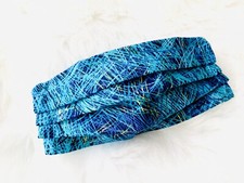 Blue Green Face Mask Cotton Fabric Multi Layer Filter Reusable W/Nose Wire ADULT