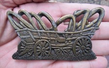 Vtg COVERED WAGON Belt Buckle 3D Western Prairie Schooner DIX Conestoga RARE VG