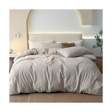100 Washed Cotton Duvet Cover Set Comfy Simple Style Soft Breathable Texture...