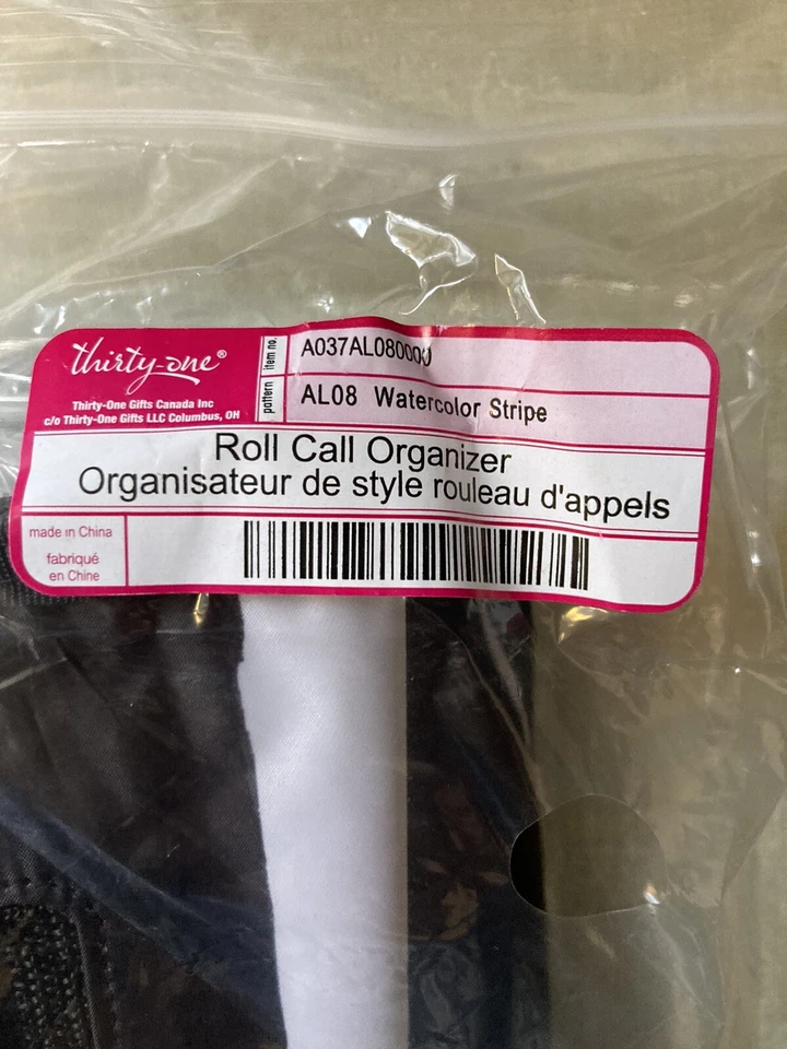 Thirty One 31 Roll Call Organizer in Watercolor Stripe *NEW IN PKG* - Imagem 4 de 4