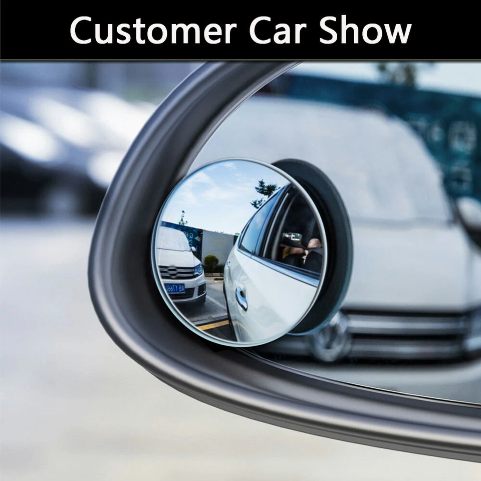 Espejo retrovisor convexo de vidrio redondo HD lateral punto ciego para automóvil 2 piezas 360° universal Foto 3 de 4