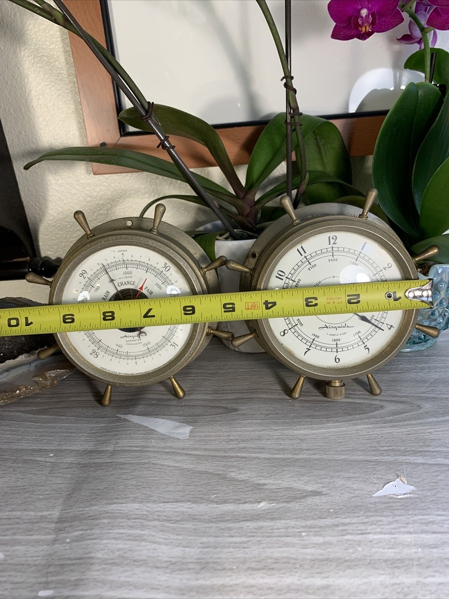 Vintage Airguide ShipsBell Maritime Nautical 8 Day 7Jewels Clock+