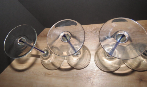 Lot of 5 Orrefors Crystal Blue Intermezzo Art Glass Tall Wine Stem Goblets - Picture 19 of 21