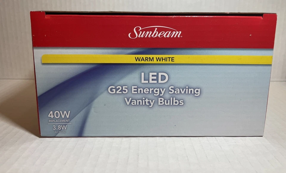 Lâmpadas de vaidade globo LED G25 Sunbeam (2-PACK) 3,8 watts (= 40 watts) - Branco quente - Imagem 4 de 4