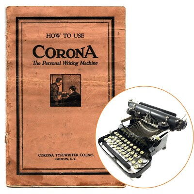 1922-41 CORONA No.3 TYPEWRITER INSTRUCTION MANUAL Vtg Antique Repro Double Shift