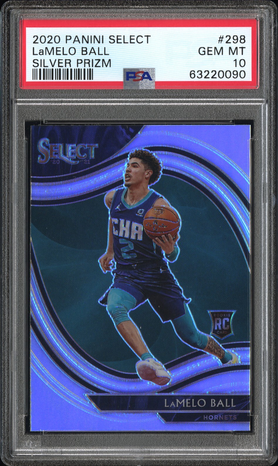 2020 PANINI SELECT SILVER PRIZM #298 LAMELO BALL ROOKIE RC PSA 10