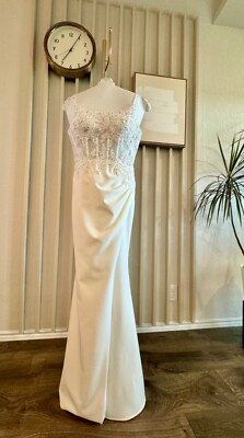david's bridal silk dresses Deep V-Neck Sculpting Satin Slim Mermaid Dress