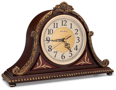 Olden Days Mantel Clock with Real Wood, 4 Chime Options, Antique