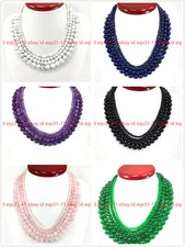 Handmade Gemstone Necklace Jewelry Smooth Round Beaded with Silver Lobster Clasp