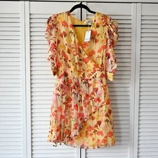 Walter Baker Size 4 NWT Floral Yellow Tulip Adriana Dress | Size 4