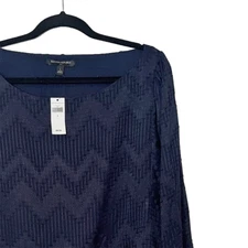 Banana Republic Factory Navy Blue Textured Long Sleeve Blouse - Size L - NWT
