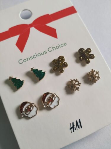 Christmas Earings H&M Bundle Studs Santa Xmas Tree Snowflake Gingerbread Man  - Afbeelding 1 van 14