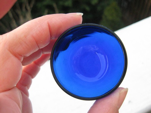 Vintage Blue Glass Salt Cellar Retro. Kitchen Table - Picture 4 of 7