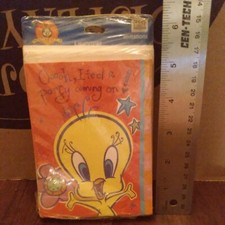 Vintage Looney tunes (2001 made in USA) TWEETY BIRD I Love Tweety INVITATIONS (8