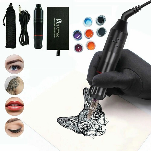 Tattoo Kit Machine Gun Motor Pen 10 Color Inks Power Supply Tattoo Needles - Picture 6 of 14