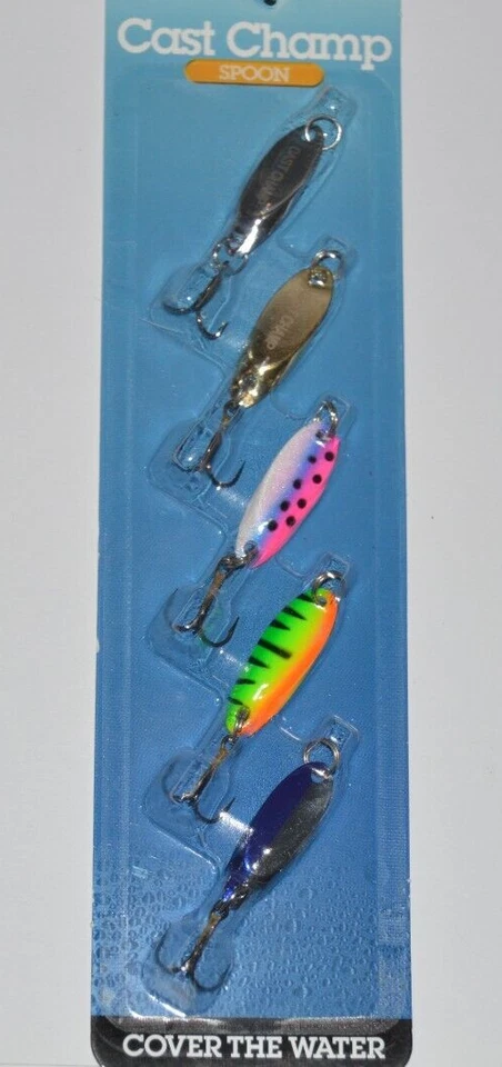 Kit surtido de cucharas champ fundidas zorro azul 1/8 oz 5 por paquete cc18k5 Foto 3 de 4