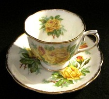 ROYAL ALBERT TEA POSE YELLOW CUP AND SAUCER, MINI CREAMER AND SUGAR